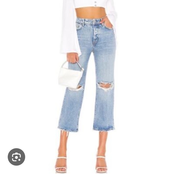 Free People We The Free Ranger Ripped Crop Wide Leg Jeans In Sky 30 - Picture 16 of 16